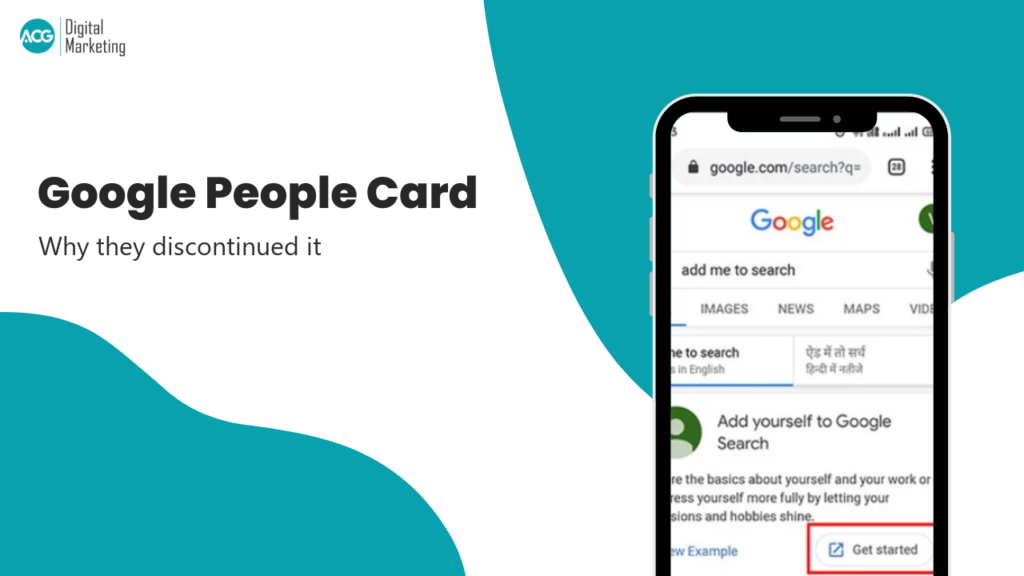 Google People Card feature shown on a phone, with the caption why they discontinued it