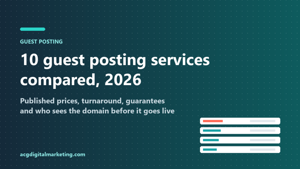 Comparison of ten guest posting services in 2026: published prices, turnaround, guarantees and domain approval